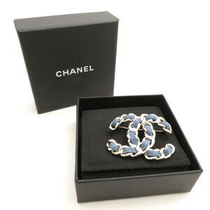 Chanel Brooch Pin CC Logo Denim